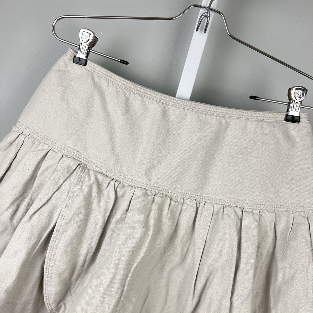 J. Crew Faux Wrap Mini Skirt Womens 6 Cream Cotton Linen Blend Preppy